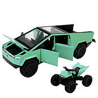 Машина метал Tesla pickups Тесла зелена 1:24 мотоцикл світло звук 23,5*8*8,5см (AP7726), фото 3