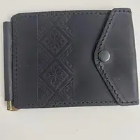 Затискач для грошей Вишиванка - тиснення чорний (21484/1)