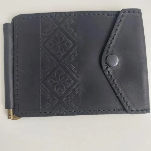 Затискач для грошей Вишиванка - тиснення чорний (21484/1), фото 1