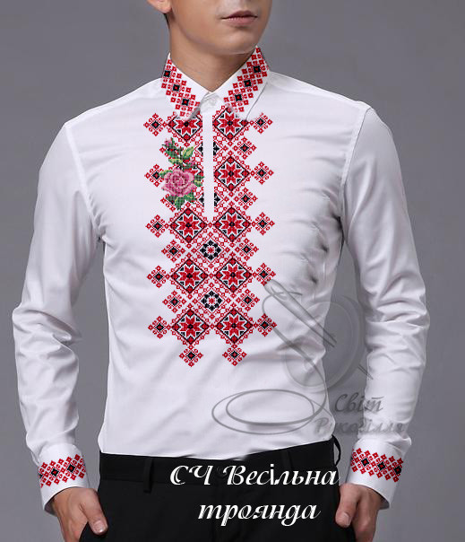 Заготовка на чоловічу сорочку "Весільна троянда", фото 1