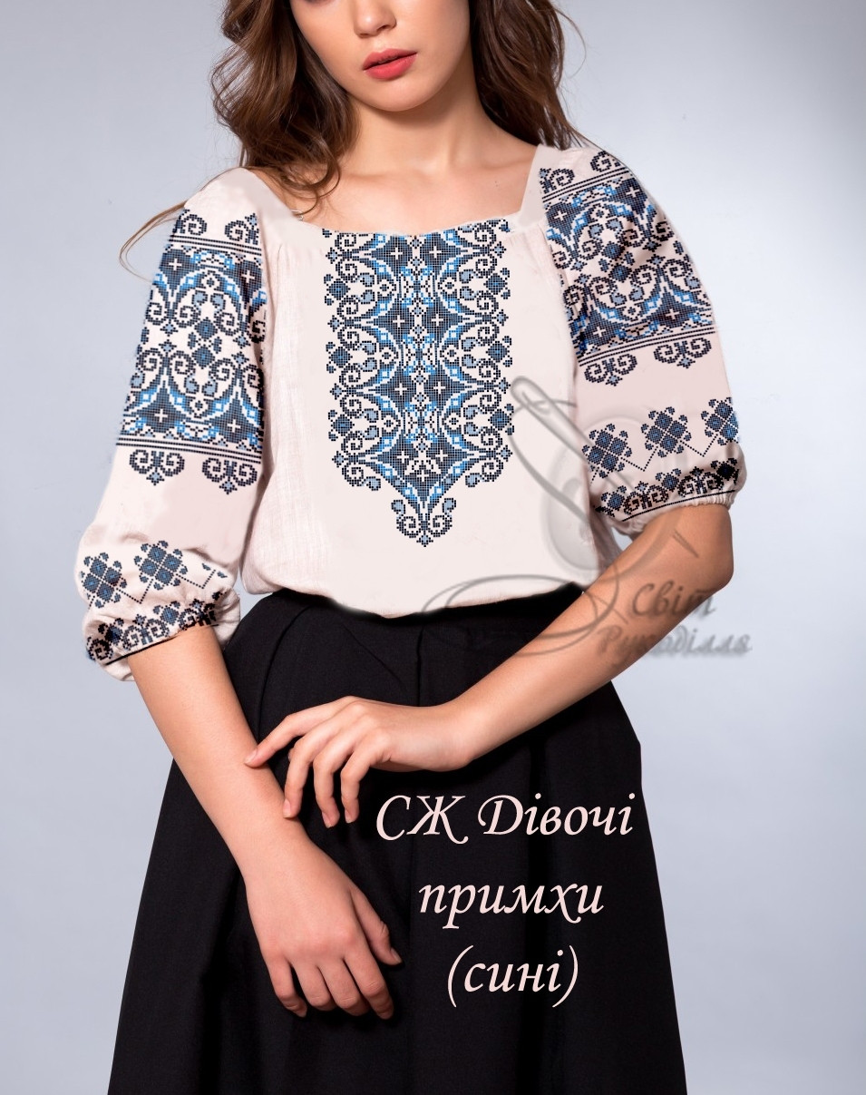 Заготовка на жіночу сорочку "Дівочі примхи" сині, фото 1