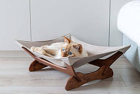 Підлоговий гамак PetJoy для кота з дерев'яною основою, коричневий+беж