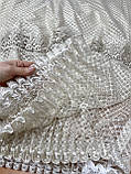 Готова тюль 1,5×2,75 м, бежева сіточка з мереживом, фатин, фото 2