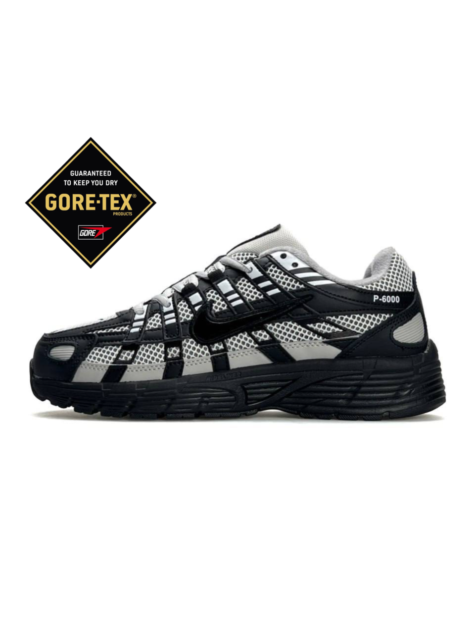 Жіночі термо кросівки шкіра замша Nike P-6000 GTX Black Ash Grey, кеди Найк сірі на флісі. Жіноче взуття