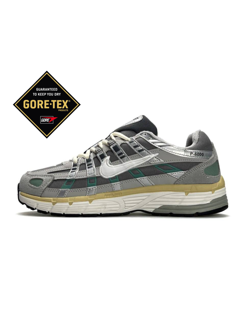 Чоловічі термо кросівки Nike P-6000 GTX Grey White Mint, кеди чоловічі шкіра замша сірі на флісі. Чоловіче взуття