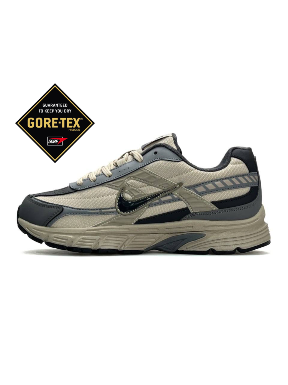 Жіночі кросівки шкіряні текстиль Nike Initiator GTX Beige Grey, кеди Найк шкіра текстиль бежеві. Жіноче взуття