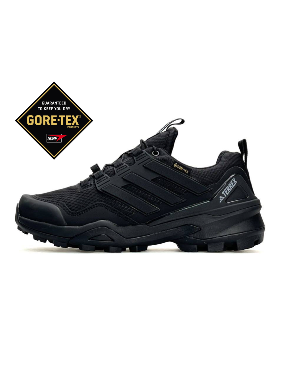 Чоловічі кросівки текстиль термо Adidas Terrex Skychaser GTX All Black, кеди Адідас чорні. Чоловіче взуття