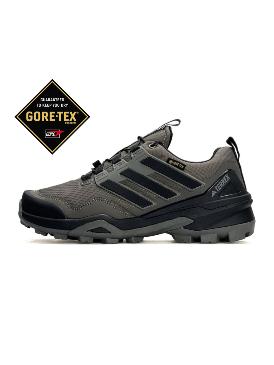 Чоловічі кросівки текстиль термо Adidas Terrex Skychaser GTX Taupewood, кеди Адідас сірі. Чоловіче взуття