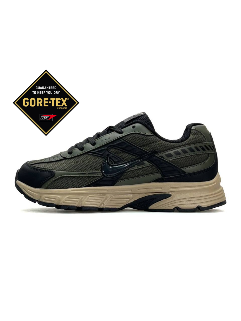 Чоловічі шкіряні текстиль кросівки Nike Initiator GTX Khaki Beige, чоловічі кеди Найк хакі. Чоловіче взуття