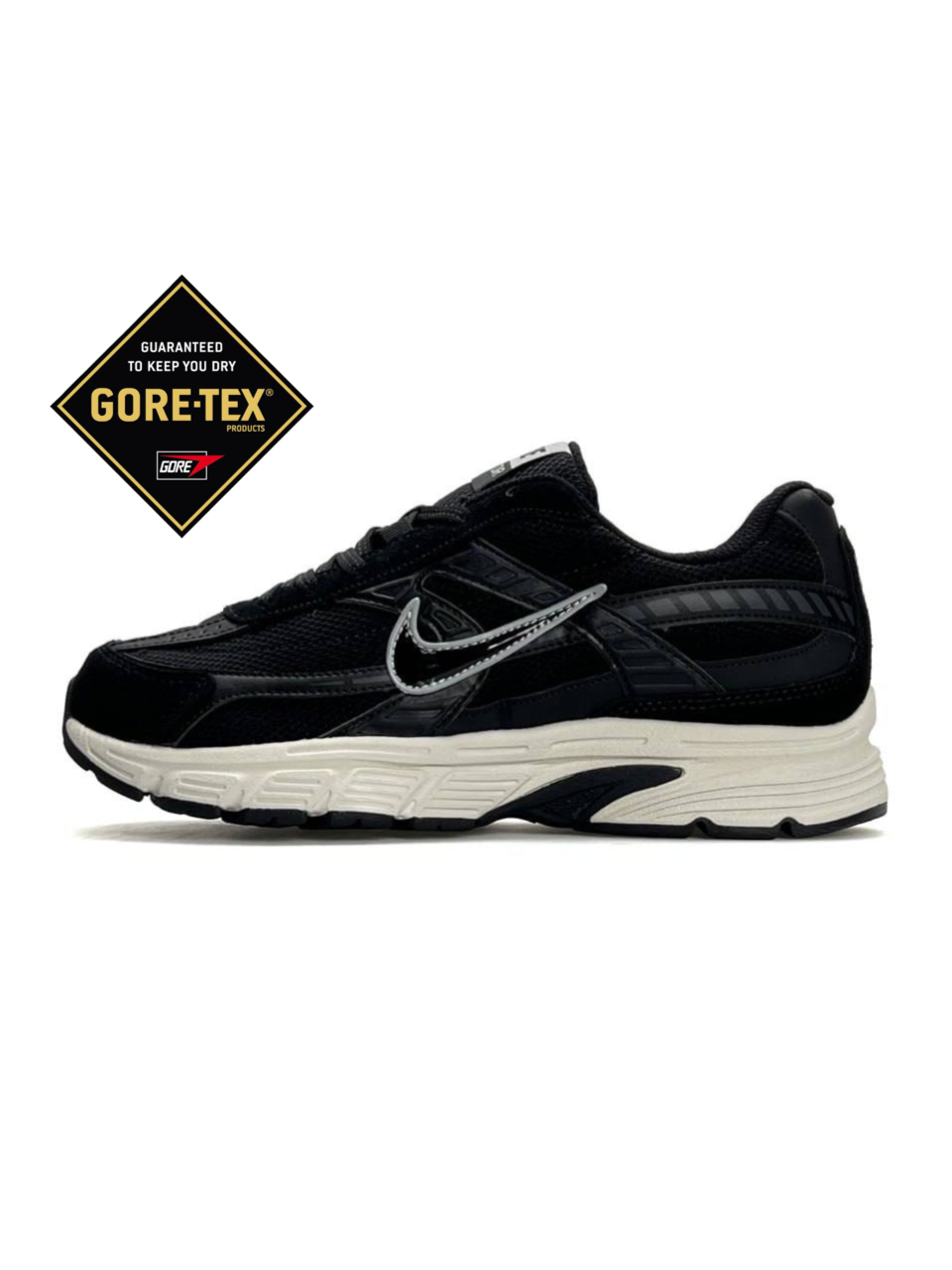 Чоловічі кросівки Nike Initiator GTX Black White, кеди Найк шкіра замша текстиль чорні. Чоловіче взуття