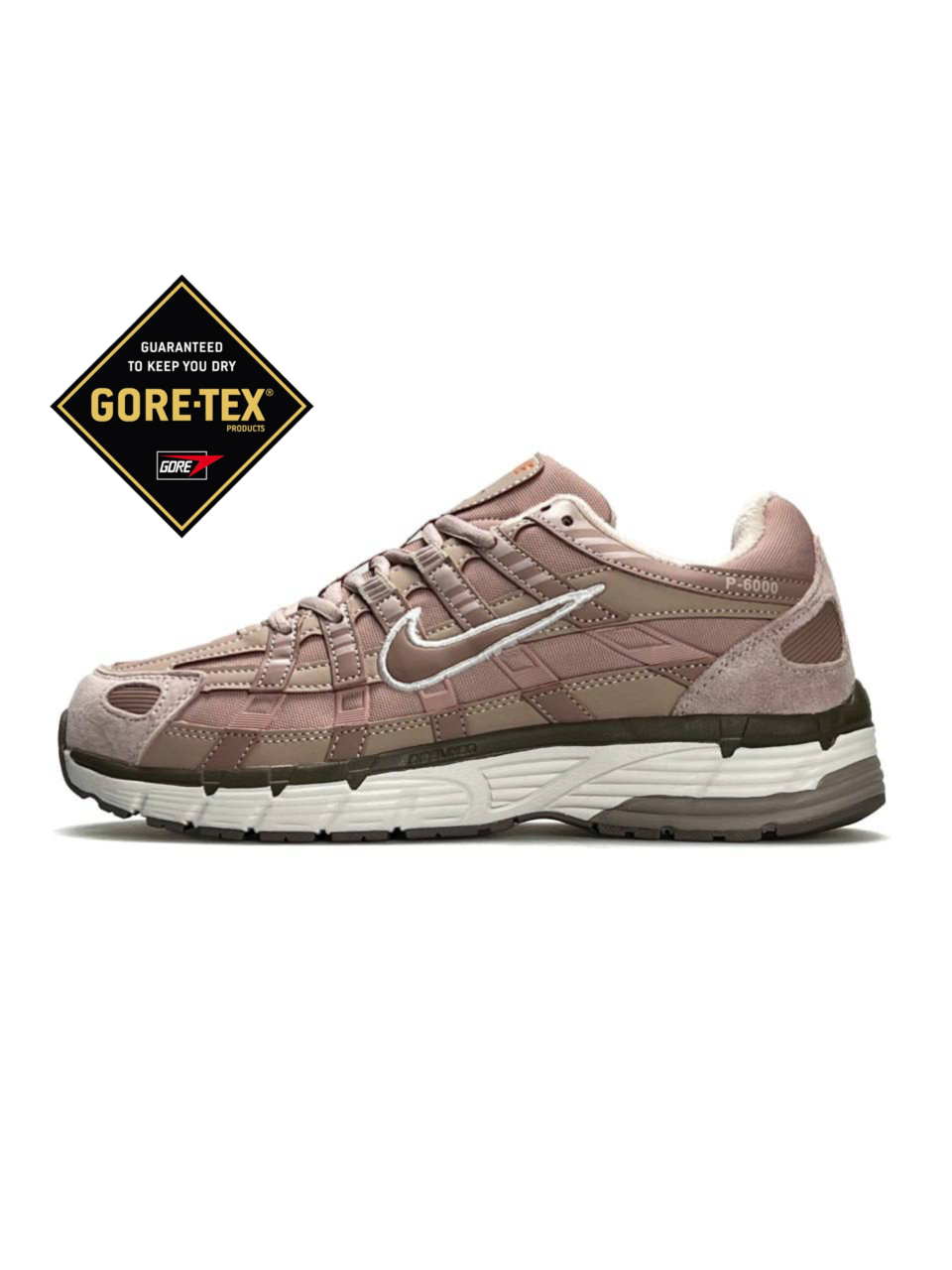 Жіночі термо кросівки шкіра замша Nike P-6000 GTX Pale Pink, кеди Найк рожеві на флісі. Жіноче взуття