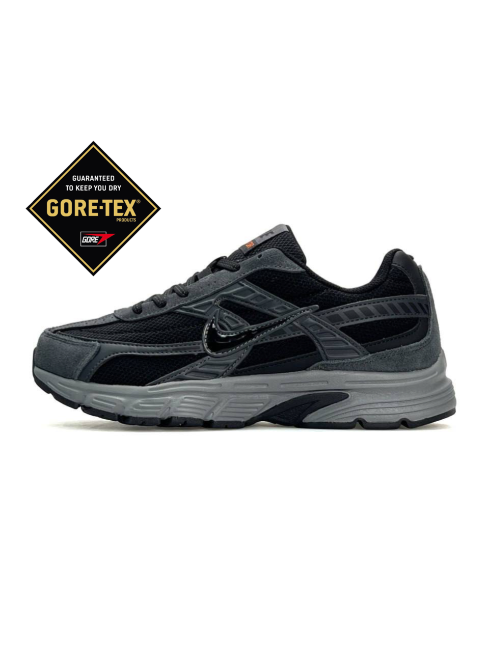 Жіночі кросівки шкіряні текстиль Nike Initiator GTX Grey Black, кеди Найк шкіра текстиль сірі. Жіноче взуття