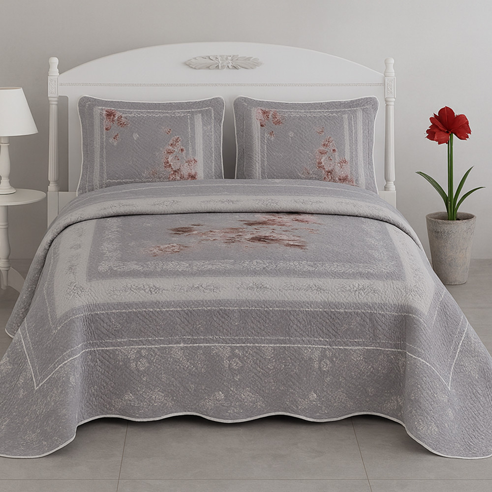 Двоспальне покривало стьобане 250x260см, 2 наволочки 50x70см, Miss Bella Rosebel / Комплект покривало з наволочками, фото 1