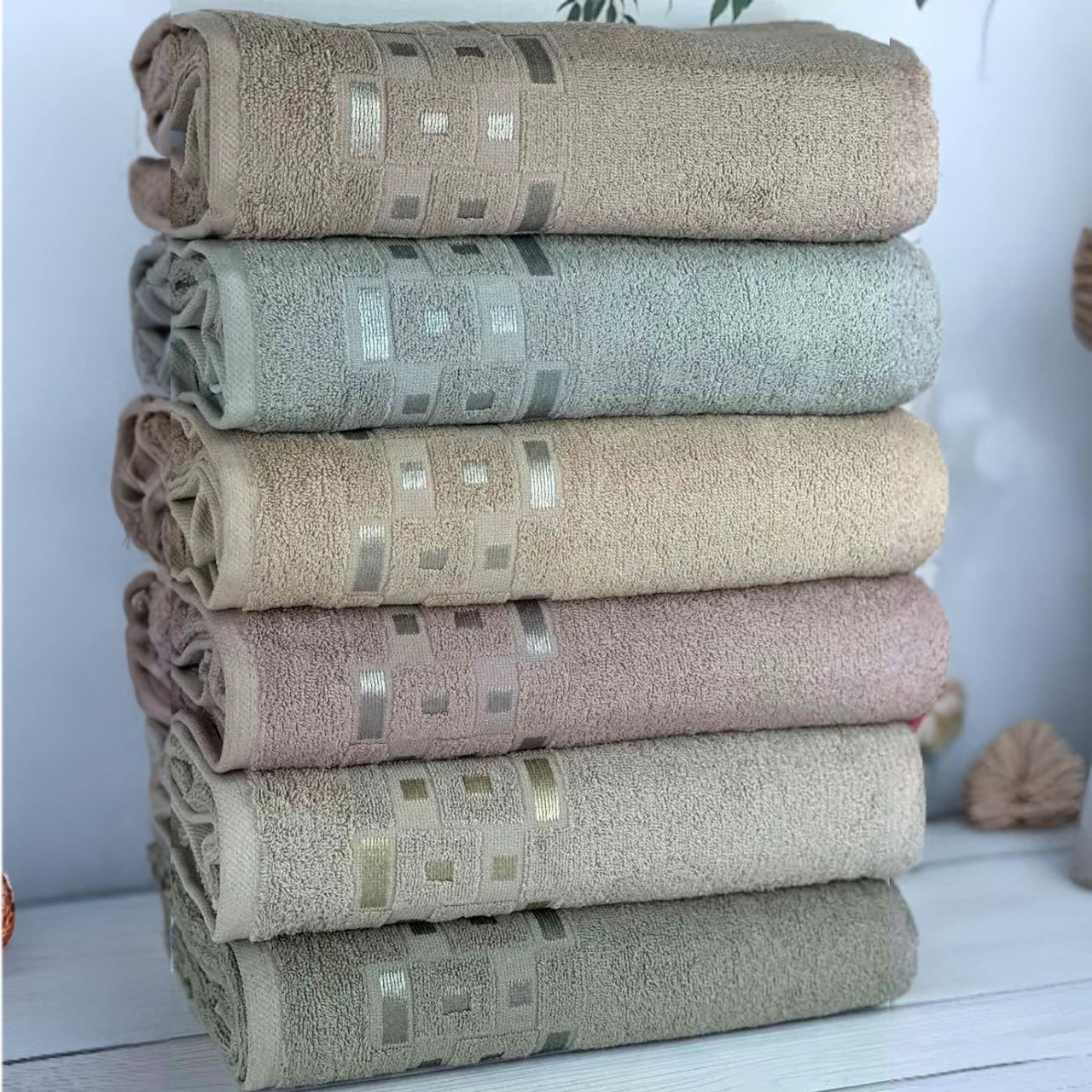 Набір рушників, 6 шт, 70x140 см., Adal Durul / Комплект махрових рушників / Рушники з бавовни, фото 1