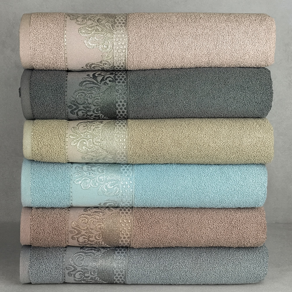 Набір махрових рушників 70х140см, 6шт/уп, Durul halu Mesale / Рушники махрові / Комплект рушників бавовняних, фото 1