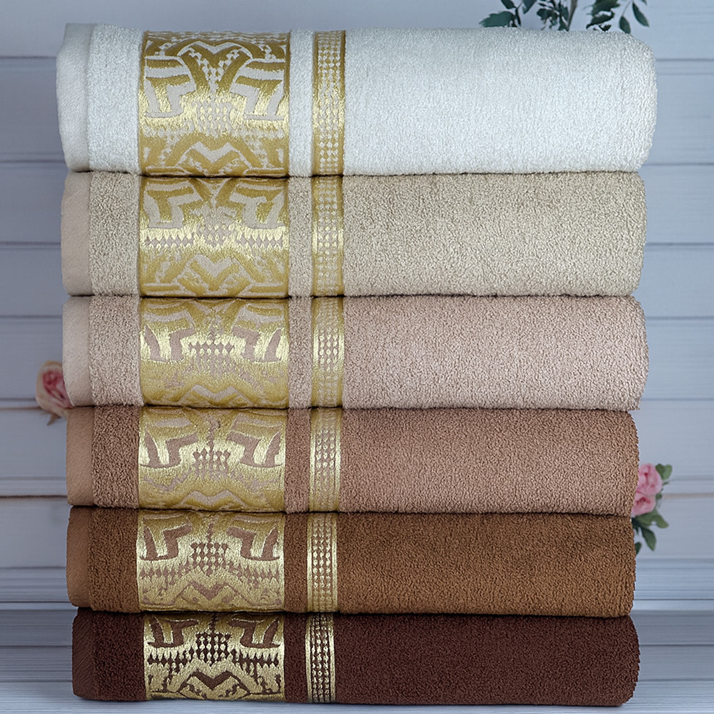 Набір махрових рушників 70х140см, 6шт/уп, Durul halu Osmanli / Рушники махрові / Комплект рушників банних, фото 1