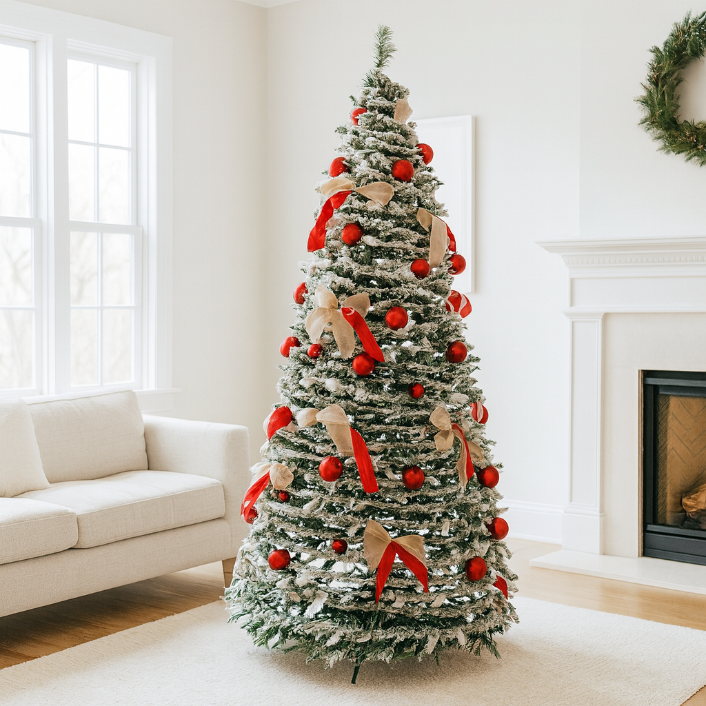 Розкладна штучна ялинка 1,9м з LED гірляндою та прикрасами, від мережі / Новорічна ялинка / Ялинка з іграшками, фото 1