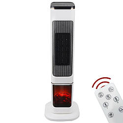 Колонний тепловентилятор з імітацією каміна 2000Вт + пульт, Carruzzo Q20K / Підлоговий обігрівач / Електрообігрівач