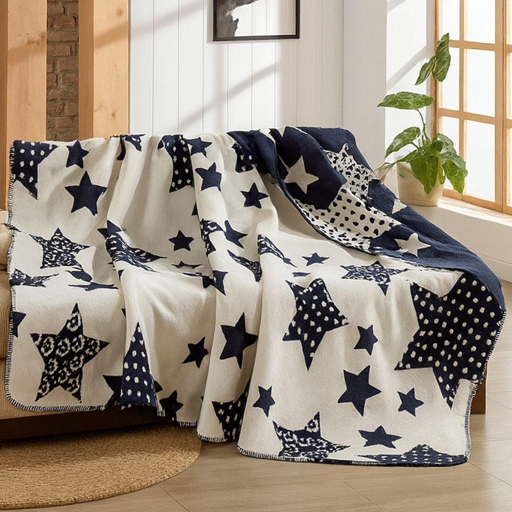 Двосторонній плед 200х220см, Belizza Yildiz lacivert, Чорний / Плед - покривало / Двоспальний плед теплий, фото 1