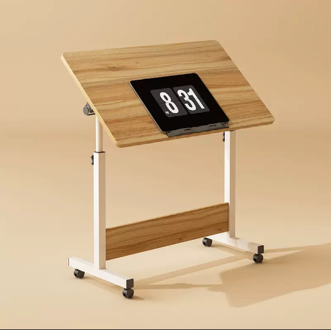 Пересувний стіл для ноутбука або планшета з регулюванням висоти та кута нахилу, 80×40 см. Волоський горіх