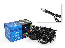 Гірлянда 100 LED з прозорими конічними лампами, чорний провід, мікс кольорів, 220 В
