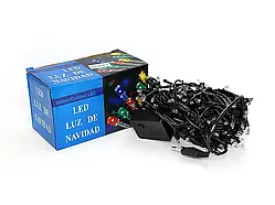 Гірлянда 200 LED з прозорими конічними лампами, чорний провід, мікс кольорів, 220 В