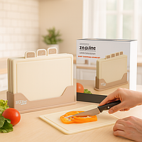 Набір дощок для кухні Zepline ZP-00220 — 5 шт., зручна підставка, стильний коричневий дизайн