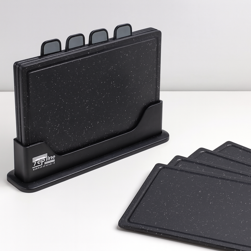 Набір кухонних дощок Zepline ZP-00220 із підставкою — чорний, 5 елементів