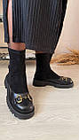 Стильні класичні демісезонні чоботи, Чорні челсі на низькому ходу, жіночі осінні чоботи челсі, фото 3