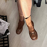 Стильные классические демисезонные сапоги, Коричневі челси на низком ходу, женские осенние сапоги челси, фото 3