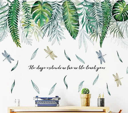 Вінілові наклейки Великі зелене листя папороті (лист 60 х 90 см) Б79-15 ZDB2334, фото 1