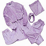 Жіночий домашній комплект 5 в 1 Пудровий S-XL Піжама та халат для дівчат Велюровий комплект для дому, фото 2