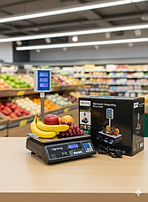 Торгові ваги Rainberg RB-304 зі стійкою й акумулятором Чорні, фото 3