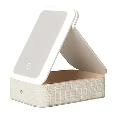 Багатофункціональний косметичний бокс з LED- дзеркалом і підсвіткою Білий, фото 2