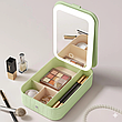 Портативний кейс-органайзер для косметики з дзеркалом і підсвіткою Зелений, фото 7
