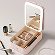 Дорожня б'юті-косметичка з LED дзеркалом на акумуляторі Рожевий, фото 6