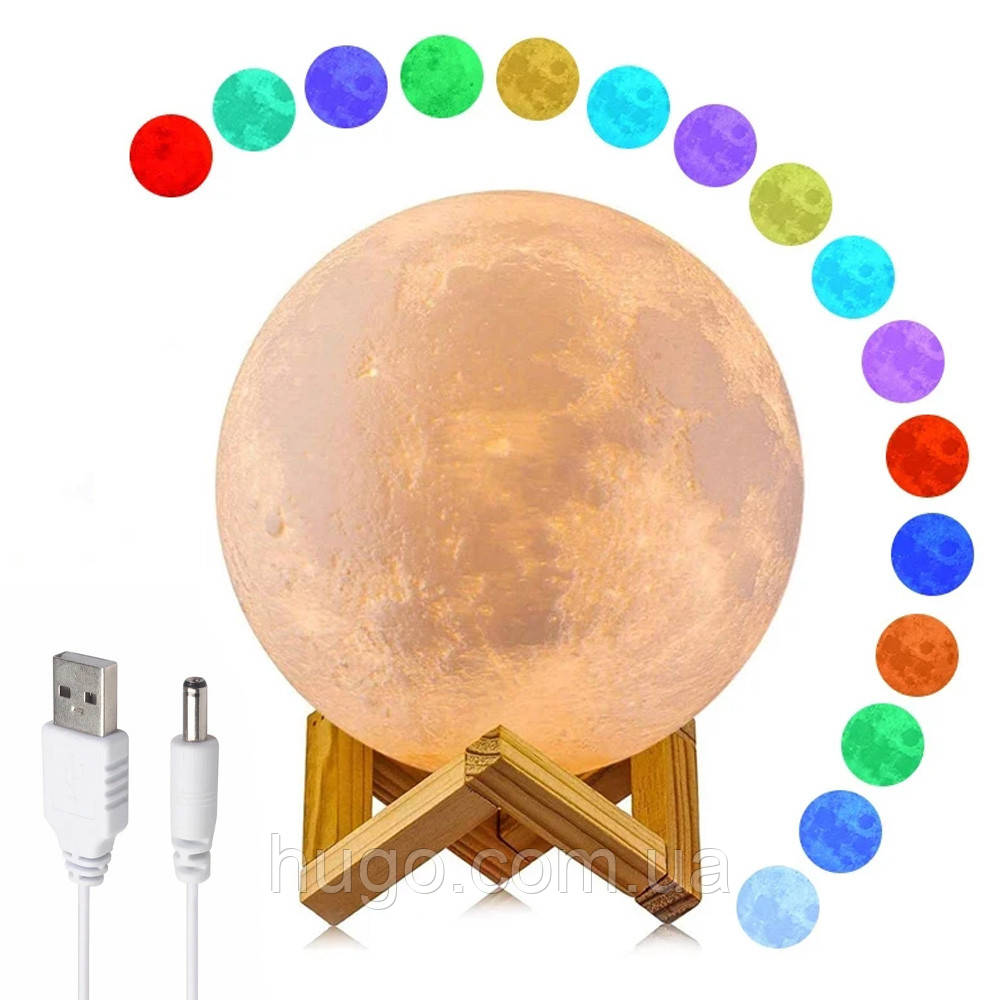Лампа нічник 3D Magic LED Moon, 18см / Лампа місяць / Настільний нічник, фото 1