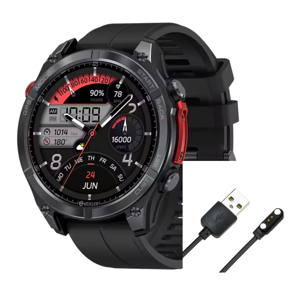 Зарядний магнітний USB-кабель для смарт-годинника Zeblaze Stratos 4, 2 конектори, 2.84 мм. Чорний