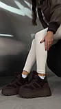 Стильні жіночі зимові кросівки на високій підошві, жіночі зимові хайтопи,Жіночі жимові хайтопи, Коричневі зимові хайтопи, фото 4