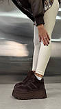 Стильні жіночі зимові кросівки на високій підошві, жіночі зимові хайтопи,Жіночі жимові хайтопи, Коричневі зимові хайтопи, фото 8