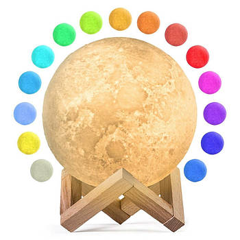 Сенсорний нічник місяць RGB Magic 3D Moon Light, 18см / Світильник лампа місяць / Світильник місяць