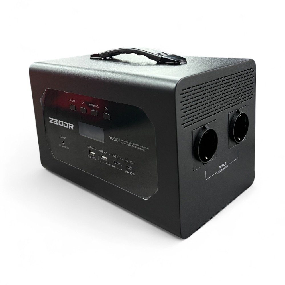 Зарядна електростанція для великої побутової техніки Zegor YC600 LiFePO4 600 Вт багатофункціональна зарядка, фото 1