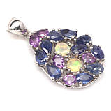 Підвіска. Натуральний опал, аметист і сапфір. Срібло 925., фото 3