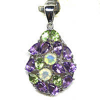 Підвіска. Натуральний опал, аметист і перидот. Срібло 925.