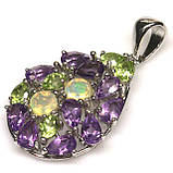 Підвіска. Натуральний опал, аметист і перидот. Срібло 925., фото 2