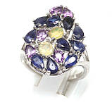 Каблучка. Натуральний опал, аметист і сапфір. Срібло 925., фото 3