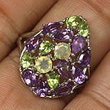 Каблучка. Натуральний опал, аметист і перидот. Срібло 925., фото 3