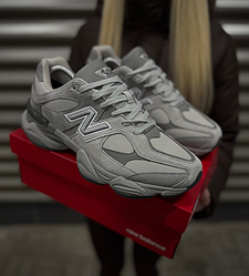Термо чоловічі кросівки New Balance 9060 winter Grey сірі Нью баланс замшеві осінь зима