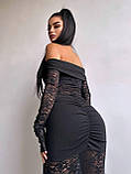 Жіноче вечірнє мереживне плаття максі з драпіруванням, фото 5