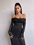 Жіноче вечірнє мереживне плаття максі з драпіруванням, фото 3